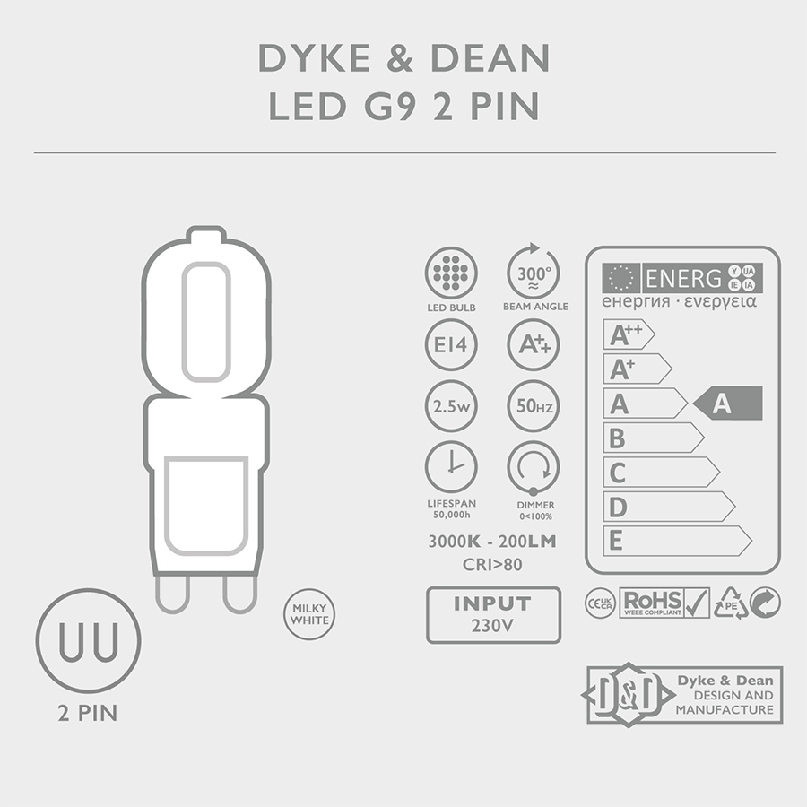 DYKE & DEAN LED OPAL G9 BULB - DYKE & DEAN