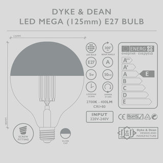 DYKE & DEAN LED SILVER CAP MEGA E27 BULB - DYKE & DEAN