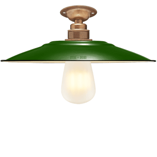 FIXED FLAT GREEN ENAMEL SHADE - DYKE & DEAN