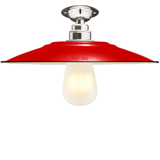 FIXED FLAT RED ENAMEL SHADE - DYKE & DEAN