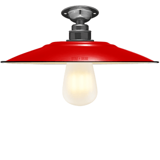 FIXED FLAT RED ENAMEL SHADE - DYKE & DEAN