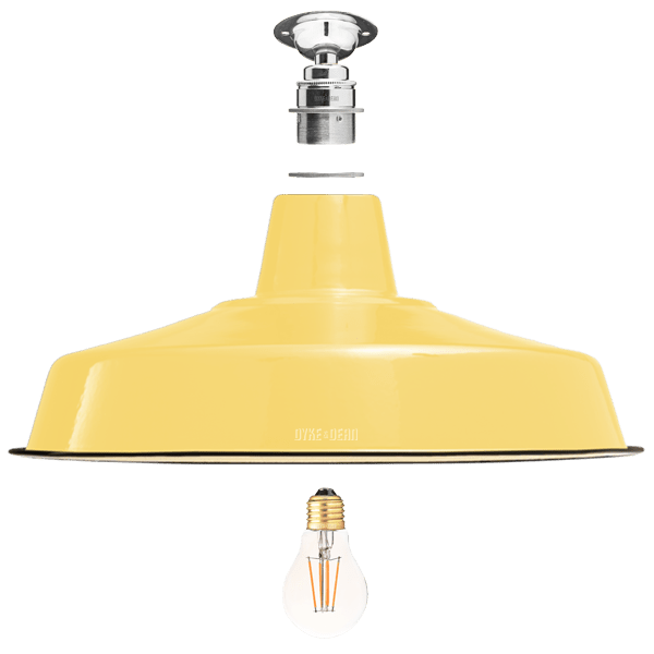 FIXED LARGE CUSTARD ENAMEL SHADE - DYKE & DEAN