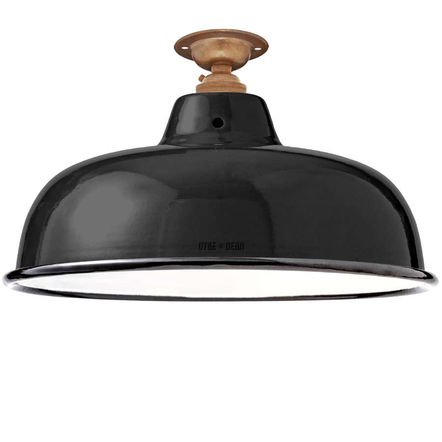 FIXED NECK VENT BLACK ENAMEL SHADE - DYKE & DEAN