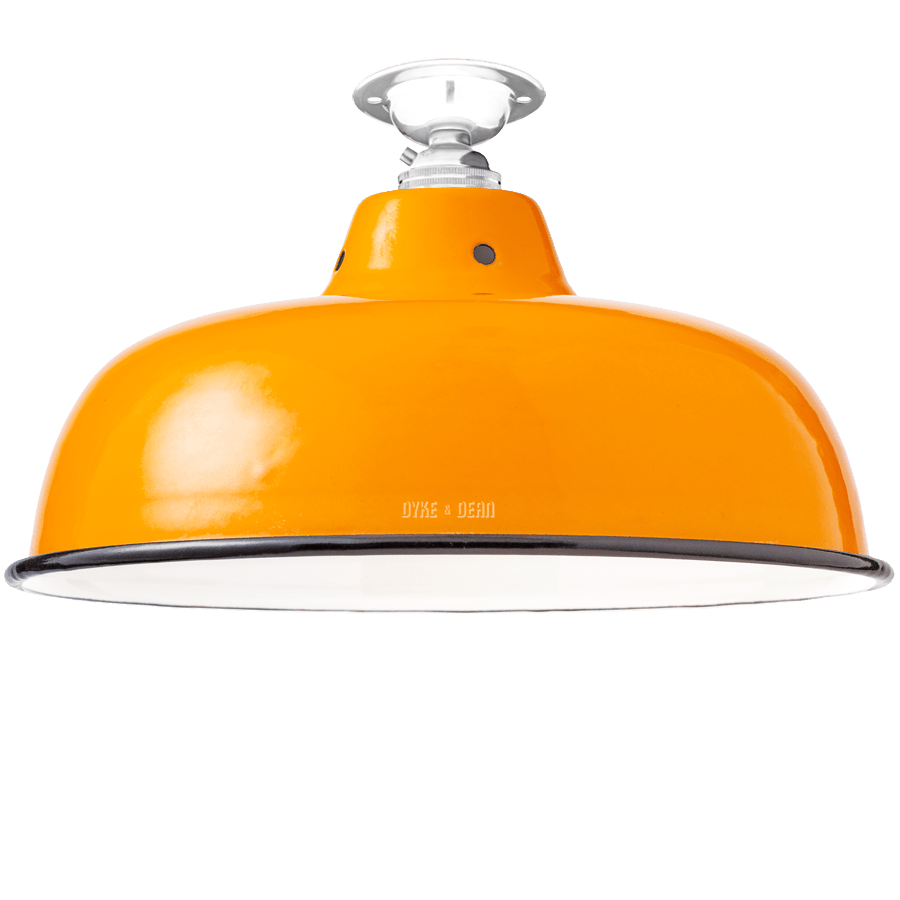 FIXED NECK VENT ORANGE ENAMEL SHADE - DYKE & DEAN