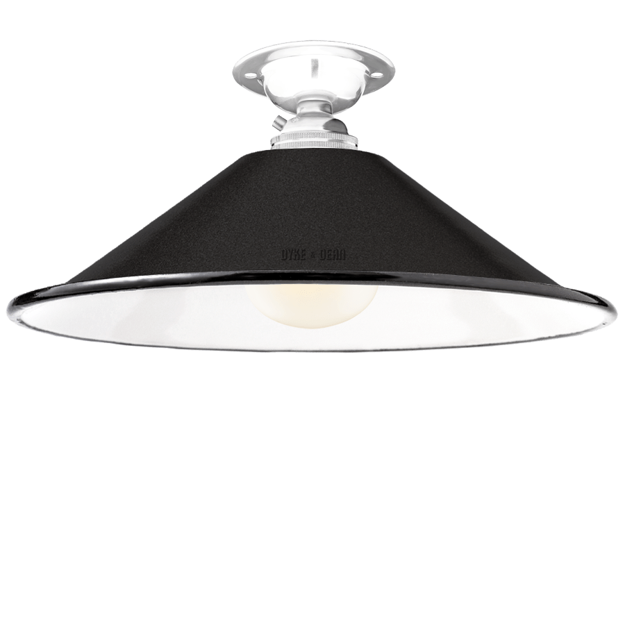 FIXED SMALL BLACK ENAMEL CONE SHADE - DYKE & DEAN