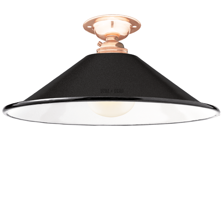 FIXED SMALL BLACK ENAMEL CONE SHADE - DYKE & DEAN