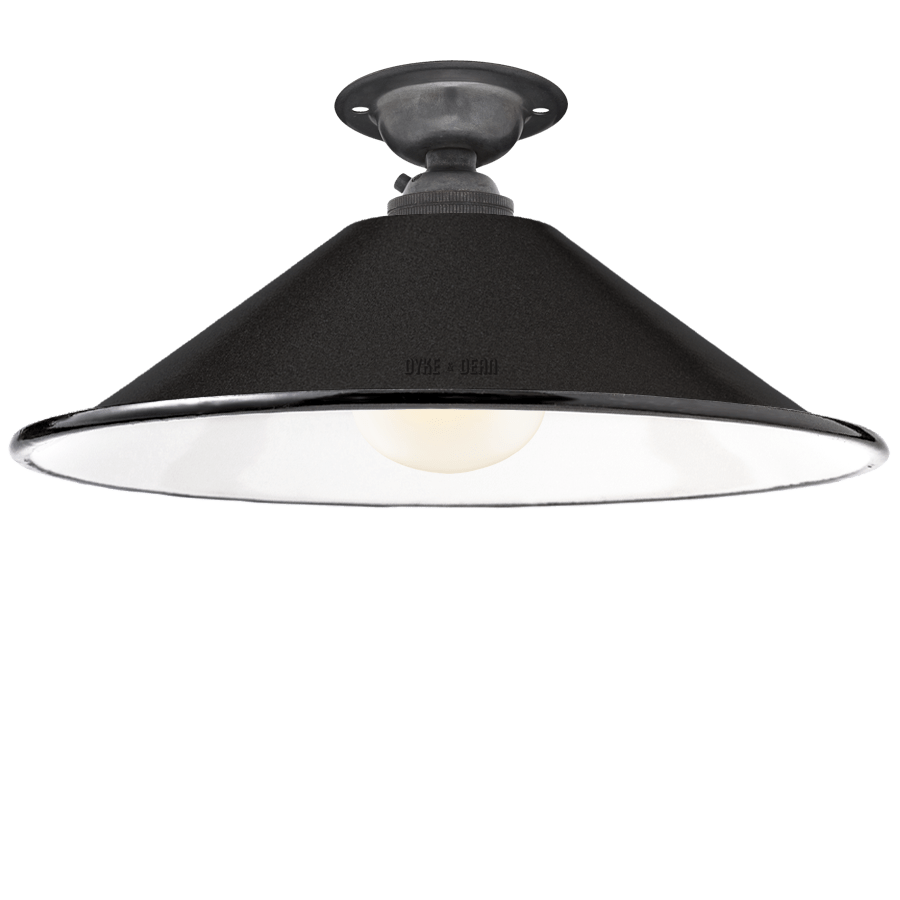 FIXED SMALL BLACK ENAMEL CONE SHADE - DYKE & DEAN