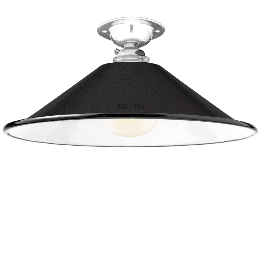 FIXED SMALL BLACK ENAMEL CONE SHADE - DYKE & DEAN