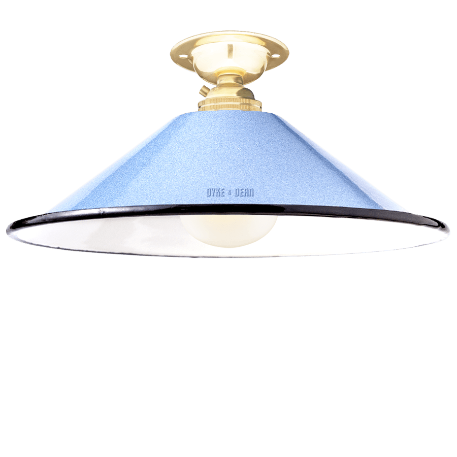 FIXED SMALL BLUE ENAMEL CONE SHADE - DYKE & DEAN