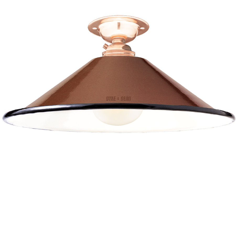 FIXED SMALL BROWN ENAMEL CONE SHADE - DYKE & DEAN