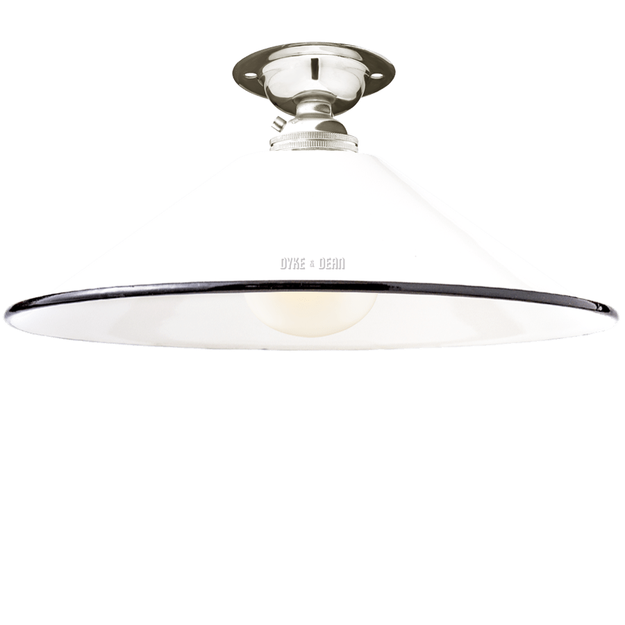 FIXED SMALL WHITE ENAMEL CONE SHADE - DYKE & DEAN