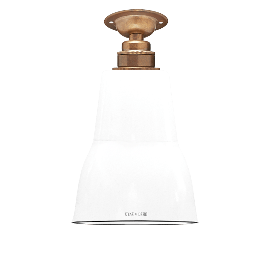 FIXED SMALL WHITE ENAMEL SHADE - DYKE & DEAN