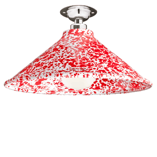 FIXED SPLATTERWARE RED ENAMEL CONE SHADE - DYKE & DEAN