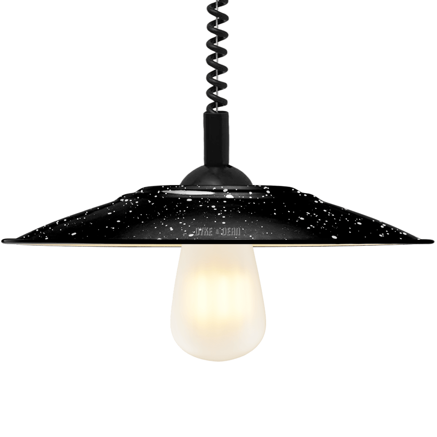 FLAT BLACK SPECKLED ENAMEL RETRACTABLE CORD LIGHT - DYKE & DEAN