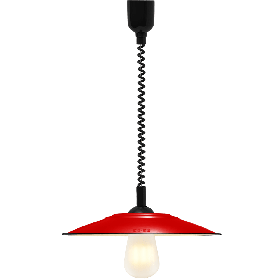 FLAT RED ENAMEL RETRACTABLE CORD LIGHT - DYKE & DEAN