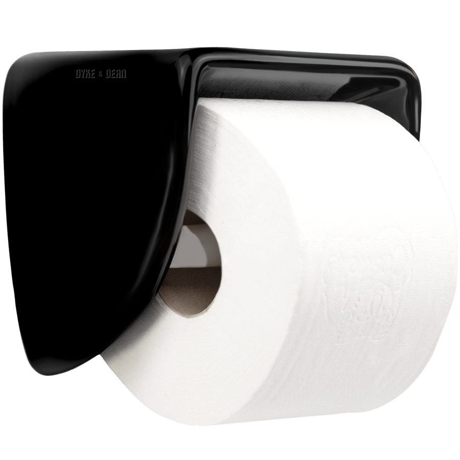 FLAT TOP PORCELAIN TOILET PAPER HOLDER BLACK - DYKE & DEAN