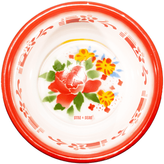 FLOWER ENAMEL BOWL SERVING RED - DYKE & DEAN