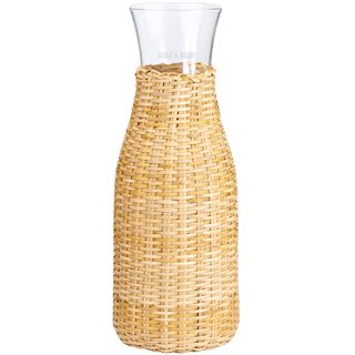 GLASS CARAFE WITH RATTAN SLEEVE - DYKE & DEAN
