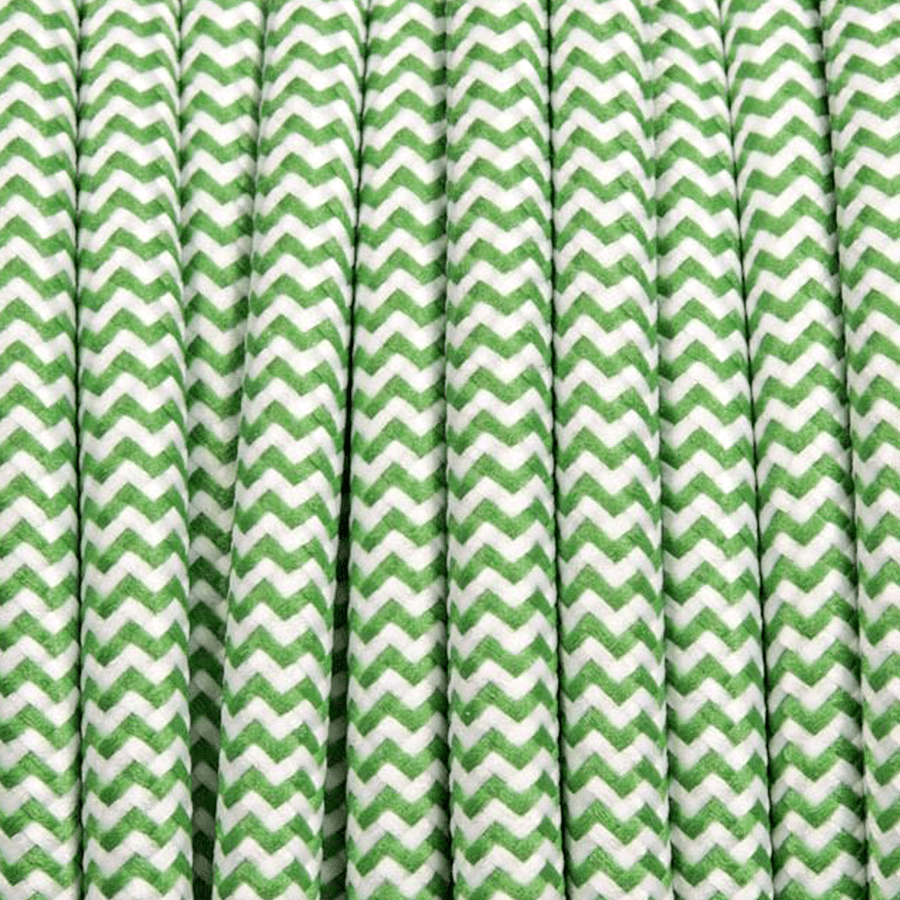 GREEN ZIG ZAG ROUND FABRIC CABLE - DYKE & DEAN