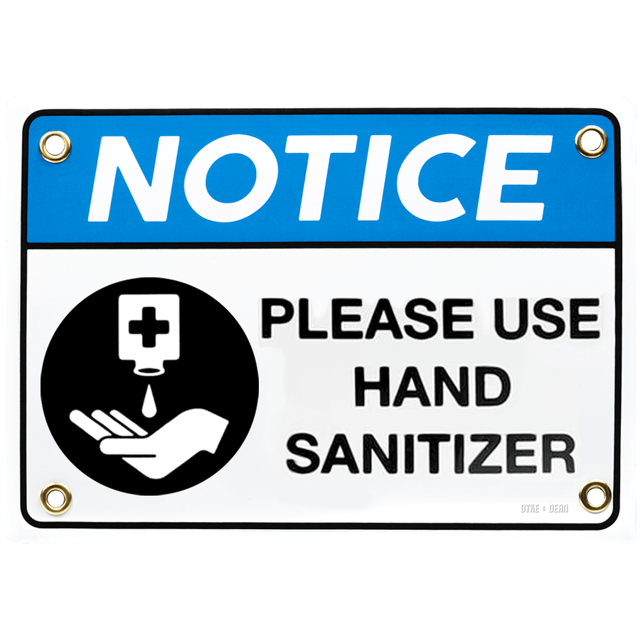 Hand Santize Sign HAND SANITIZER ENAMEL SIGN - DYKE & DEAN