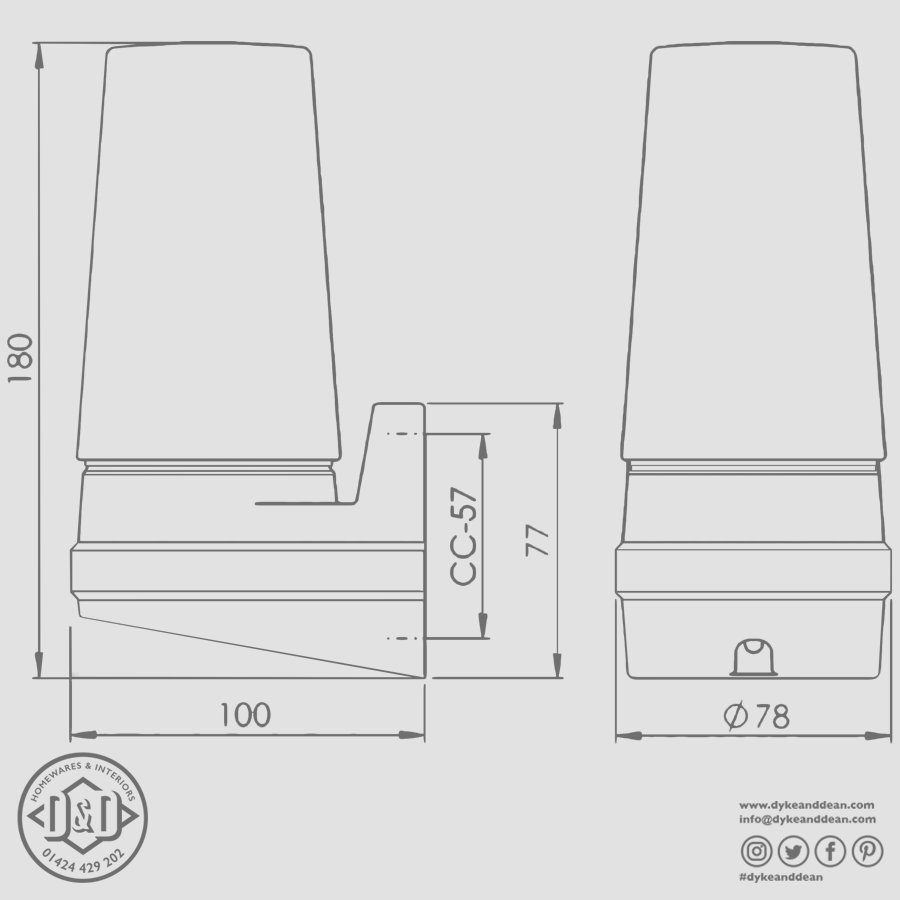 IFO ELECTRIC SINGLE PORCELAIN WALL LIGHT BLACK - DYKE & DEAN