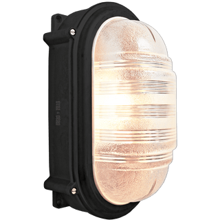 LARGE CAST OVAL BULKHEAD LAMP BLACK - DYKE & DEAN