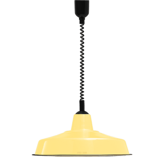 LARGE CUSTARD ENAMEL RETRACTABLE CORD LIGHT - DYKE & DEAN