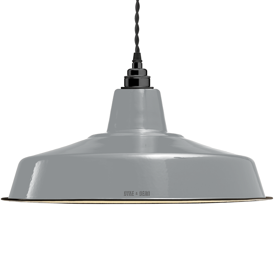 LARGE STORM GREY ENAMEL SHADE - DYKE & DEAN