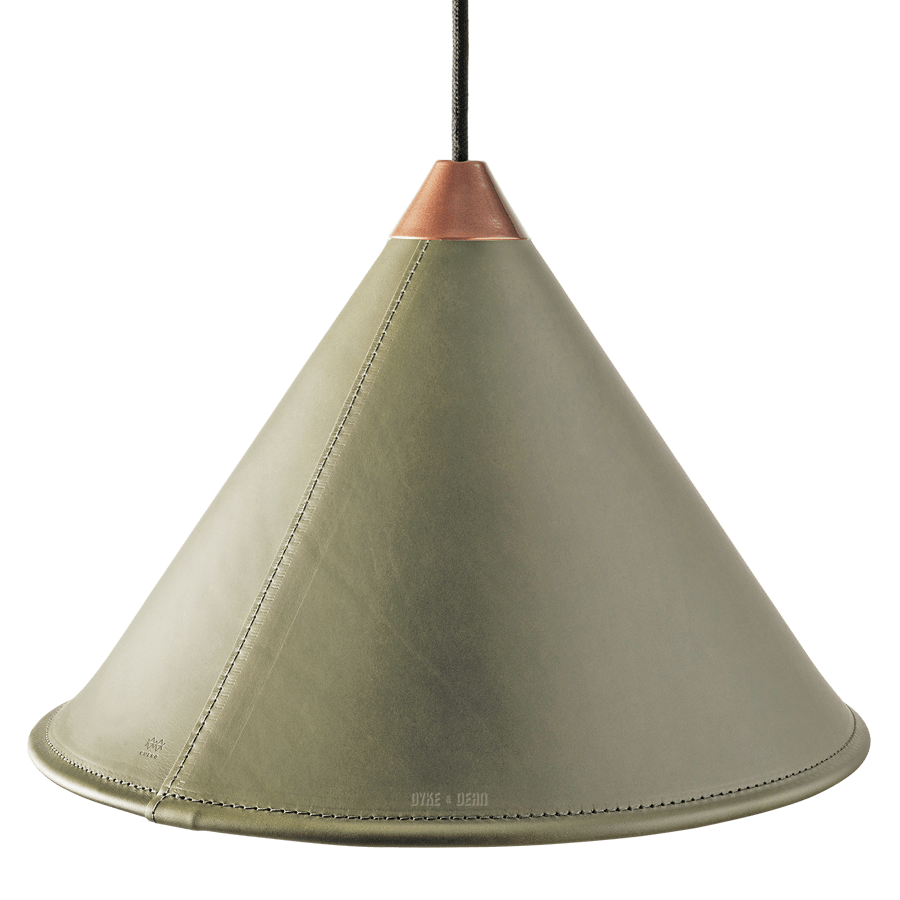 LEATHER CONE LAMP GREEN GRASS - DYKE & DEAN