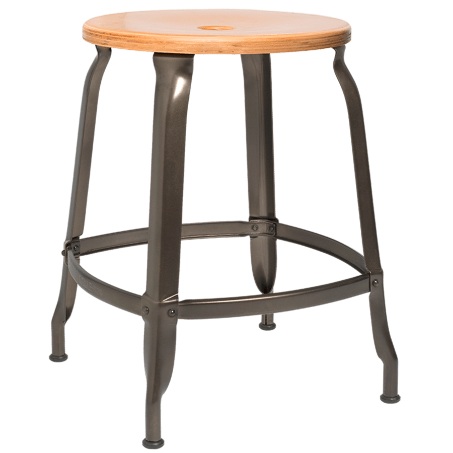 NICOLLE STOOL STEEL WOODEN SEAT 45cm - DYKE & DEAN