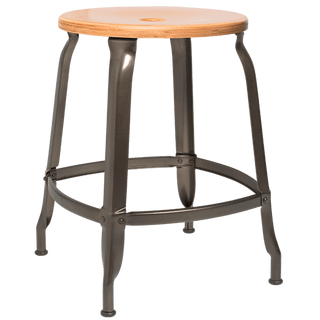 NICOLLE STOOL STEEL WOODEN SEAT 45cm - DYKE & DEAN