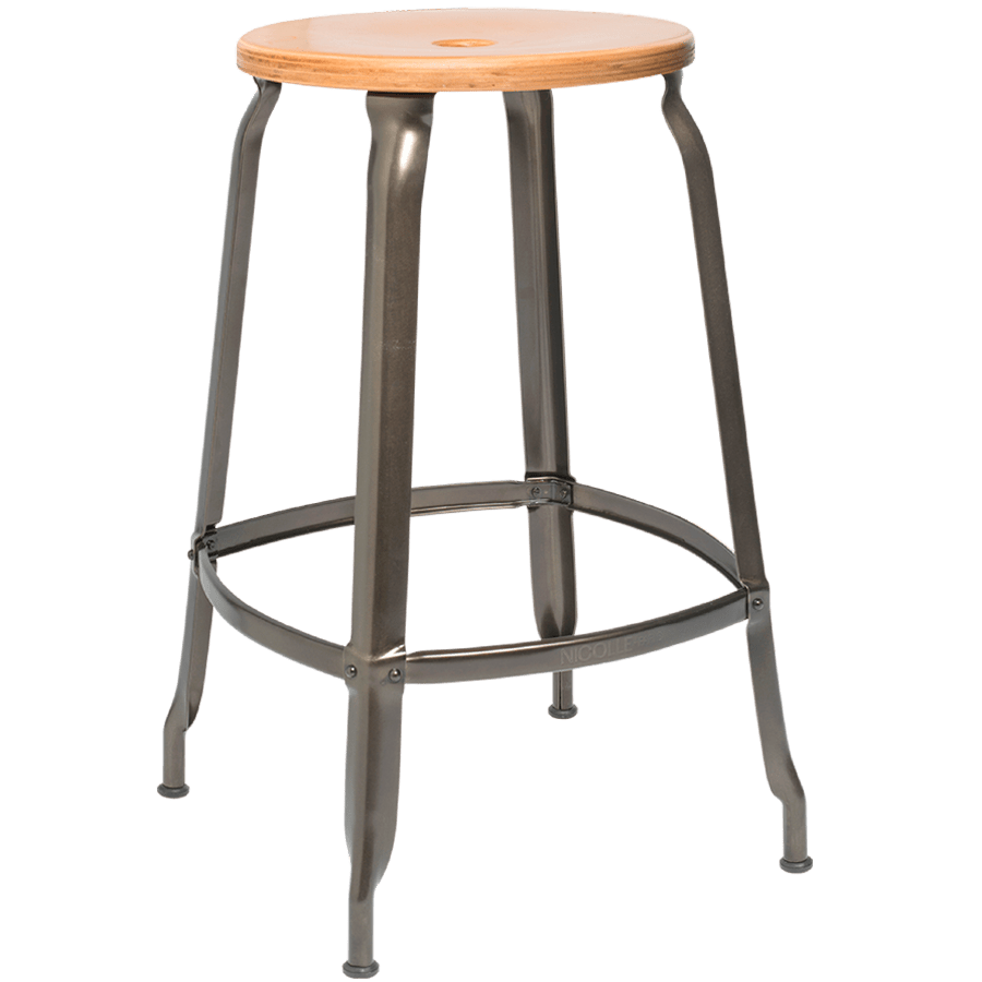 NICOLLE STOOL STEEL WOODEN SEAT 60cm - DYKE & DEAN