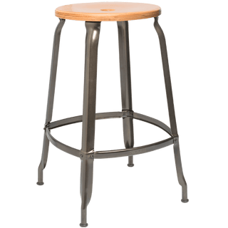 NICOLLE STOOL STEEL WOODEN SEAT 60cm - DYKE & DEAN