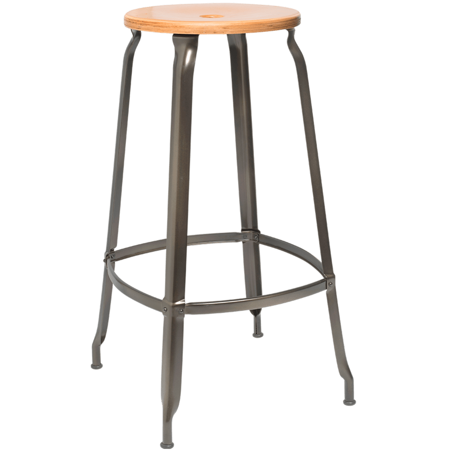 NICOLLE STOOL STEEL WOODEN SEAT 75cm - DYKE & DEAN