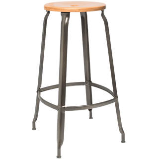 NICOLLE STOOL STEEL WOODEN SEAT 75cm - DYKE & DEAN