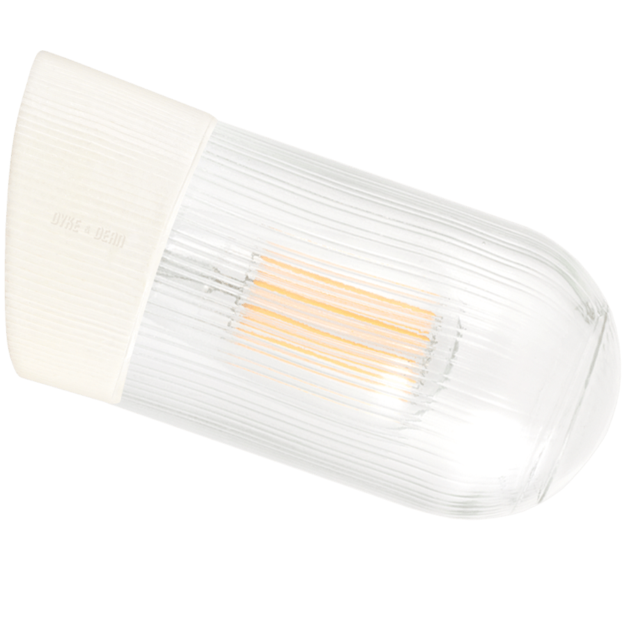 OFF WHITE ANGLED CERAMIC REARWIRED LAMPS - DYKE & DEAN