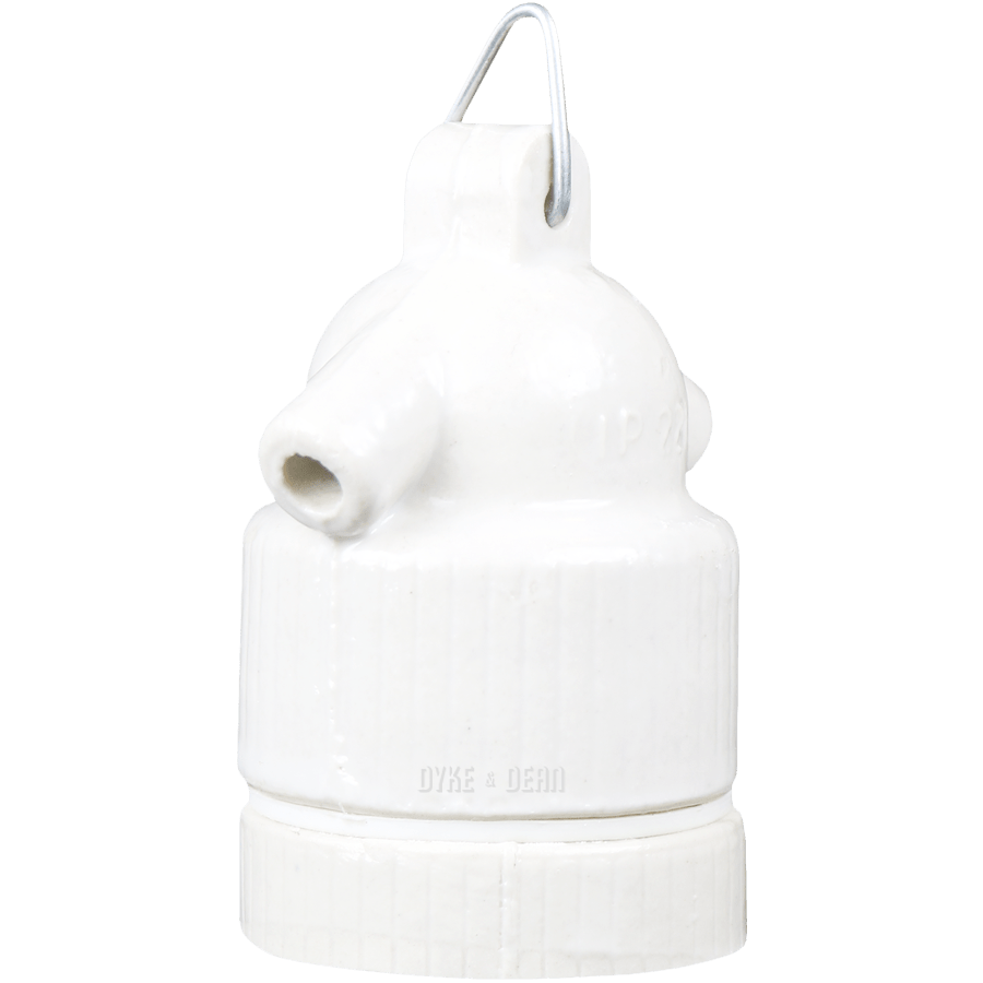 OFF WHITE CERAMIC E27 FESTOON BULB HOLDER - DYKE & DEAN