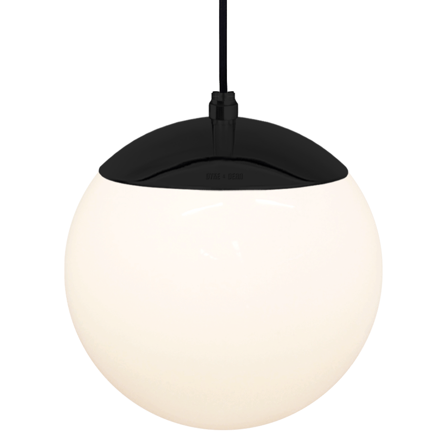 OPAL GLOBE PENDANT BLACK 200mm - DYKE & DEAN