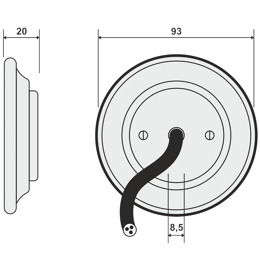 PORCELAIN WALL CABLE GLAND SOCKET CAPPUCCINO - DYKE & DEAN