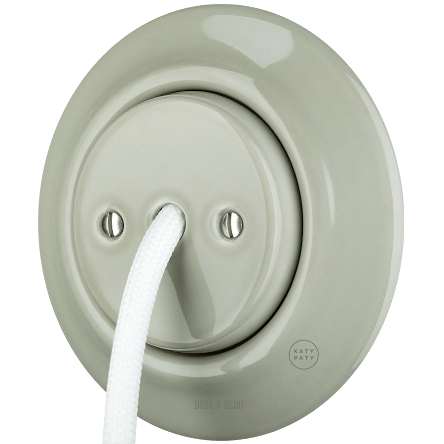 PORCELAIN WALL CABLE GLAND SOCKET GREY GREEN - DYKE & DEAN