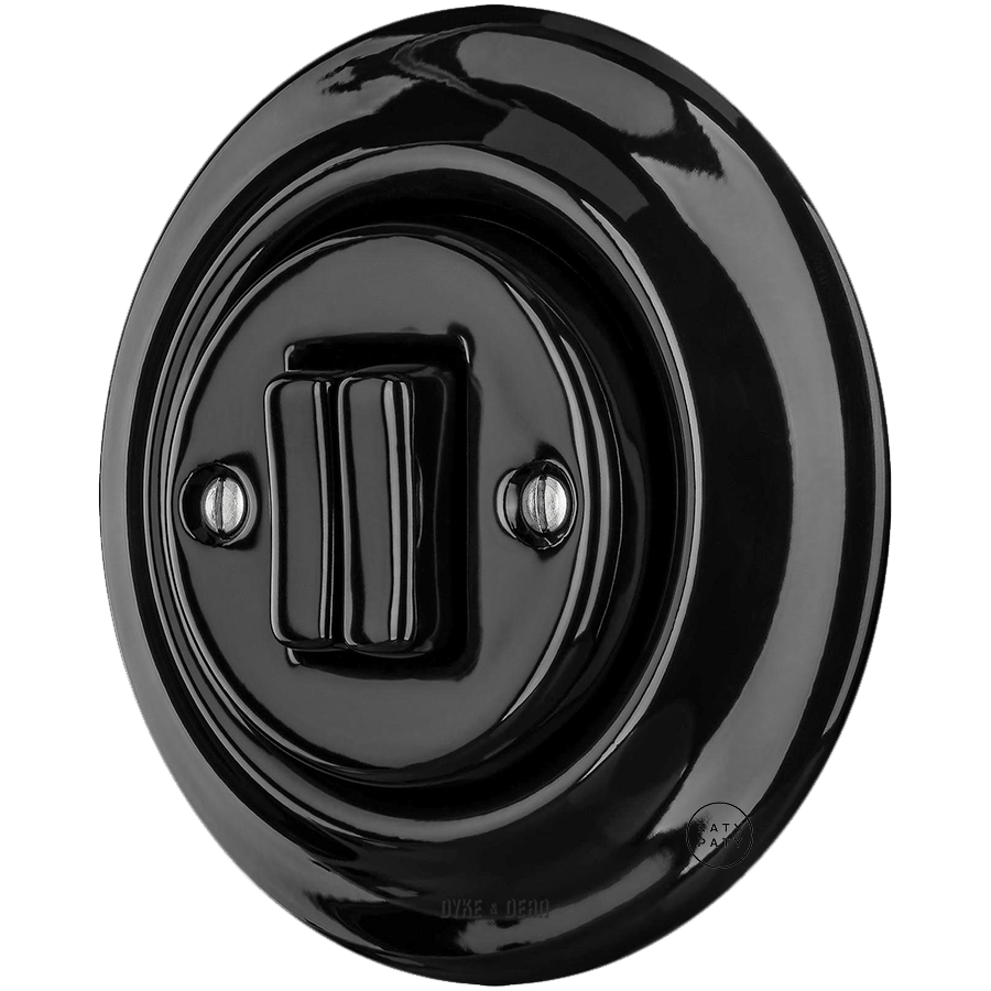 PORCELAIN WALL LIGHT SWITCH BLACK DOUBLE - DYKE & DEAN
