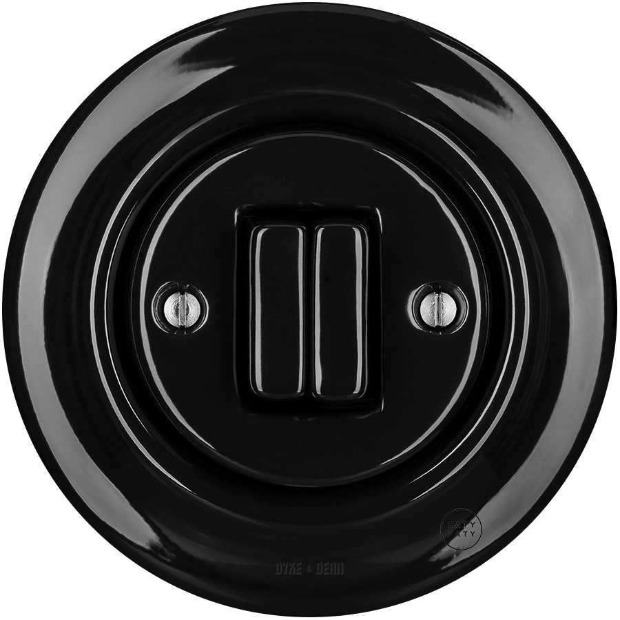 PORCELAIN WALL LIGHT SWITCH BLACK DOUBLE - DYKE & DEAN