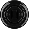 PORCELAIN WALL LIGHT SWITCH BLACK FAT BUTTON - DYKE & DEAN