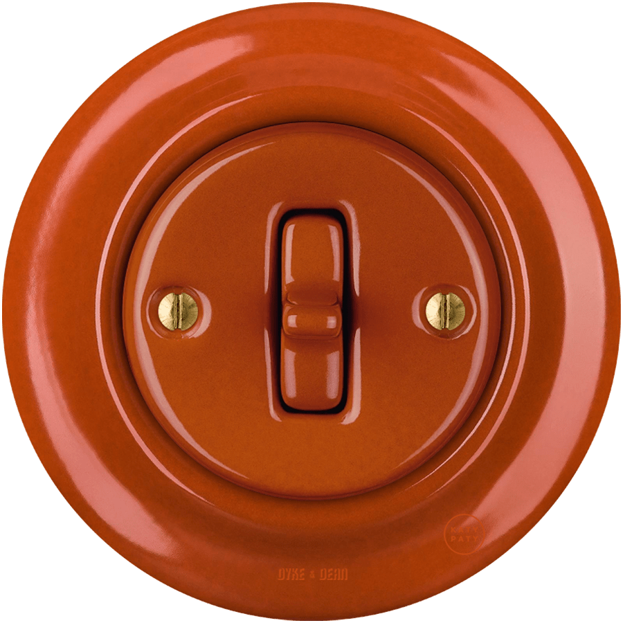 PORCELAIN WALL LIGHT SWITCH BRICK RED TOGGLE - DYKE & DEAN