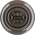 PORCELAIN WALL LIGHT SWITCH BROWN 2 TOGGLE - DYKE & DEAN