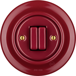 PORCELAIN WALL LIGHT SWITCH BURGUNDY DOUBLE - DYKE & DEAN