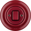 PORCELAIN WALL LIGHT SWITCH BURGUNDY FAT BUTTON - DYKE & DEAN