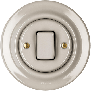 PORCELAIN WALL LIGHT SWITCH CAPPUCCINO FAT BUTTON - DYKE & DEAN