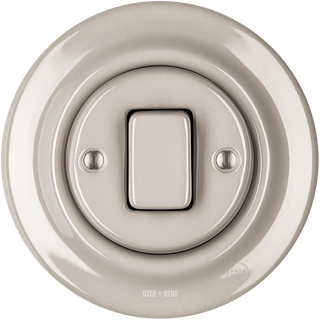 PORCELAIN WALL LIGHT SWITCH CAPPUCCINO FAT BUTTON - DYKE & DEAN