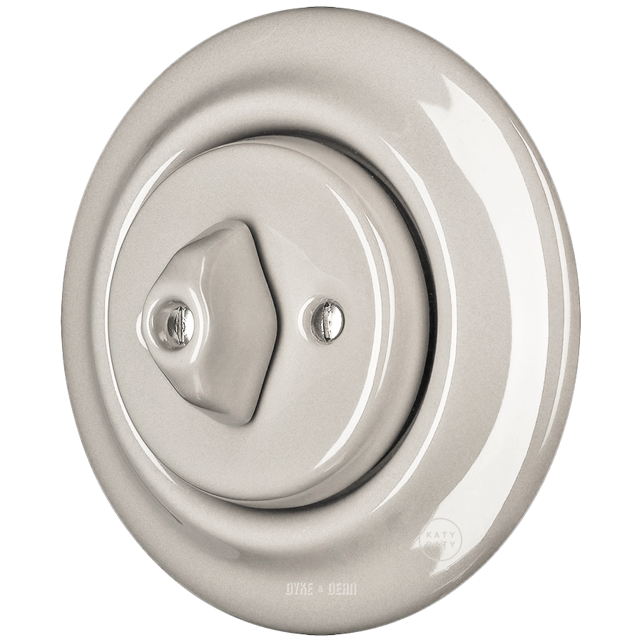PORCELAIN WALL LIGHT SWITCH CAPPUCCINO ROTARY - DYKE & DEAN